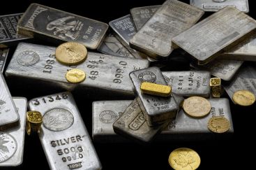 silver and gold bars and coins